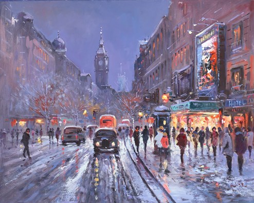 Snow Covered London by Henderson Cisz - Original Painting on Box Canvas